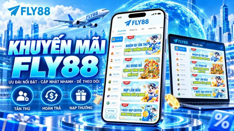 Giao diện khuyến mãi FLY88 với các nhóm ưu đãi